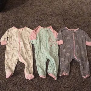 3 cotton zip up 0-3 month sleep and plays